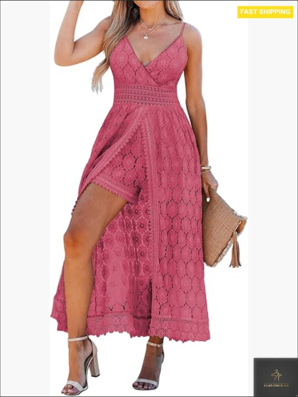 Ruching Smocking Jumpsuit V Neck Backless Maxi High Low Summer Slip Dress